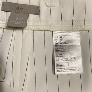 Cream pin stipe wide leg dress pant 3/4 length